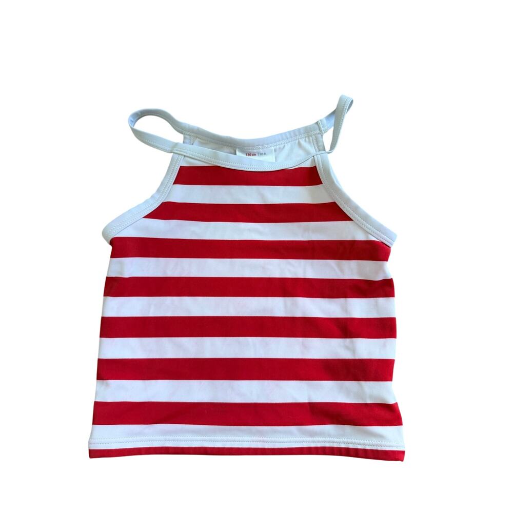 Hanna Andersson Girls' Red Stripe Tankini Swim Top
